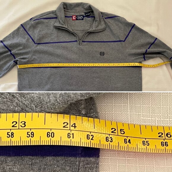 Vintage Chaps Mens Size XL Stripe Pullover Cotton Sweatshirt Sweater Gray Purple - Picture 7 of 9
